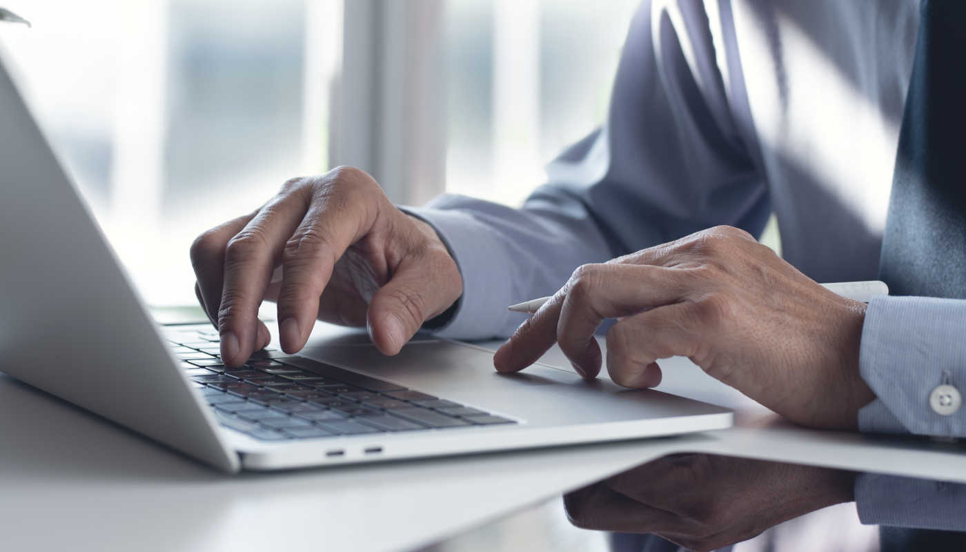 Businessman working on a laptop