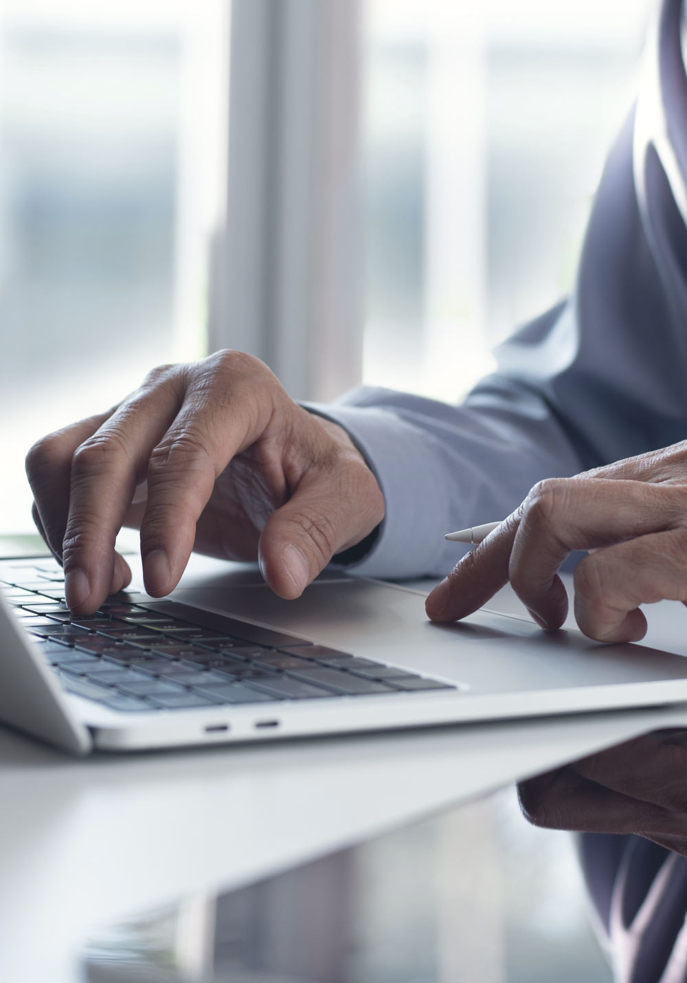 Businessman working on a laptop