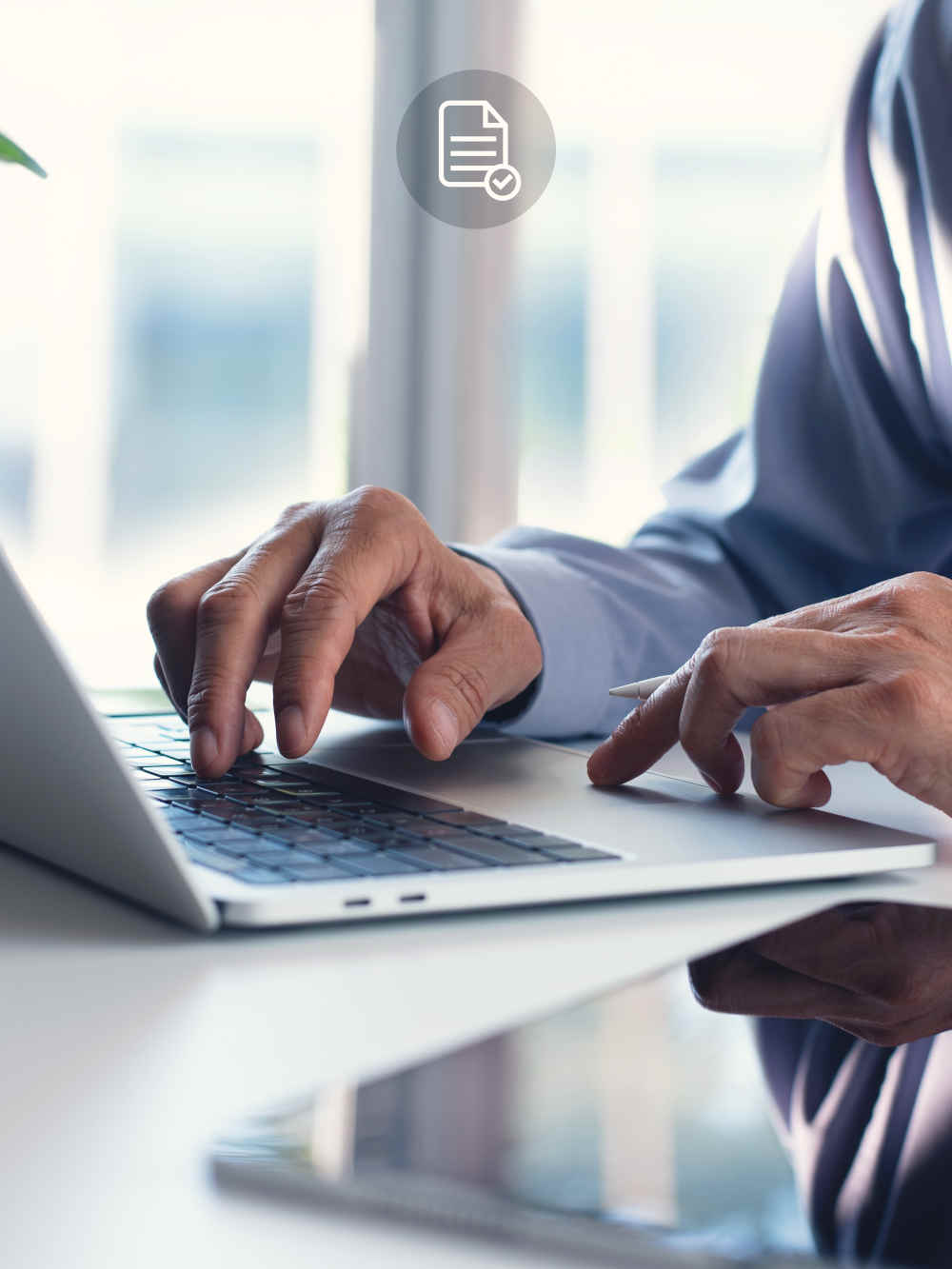 Businessman working on a laptop