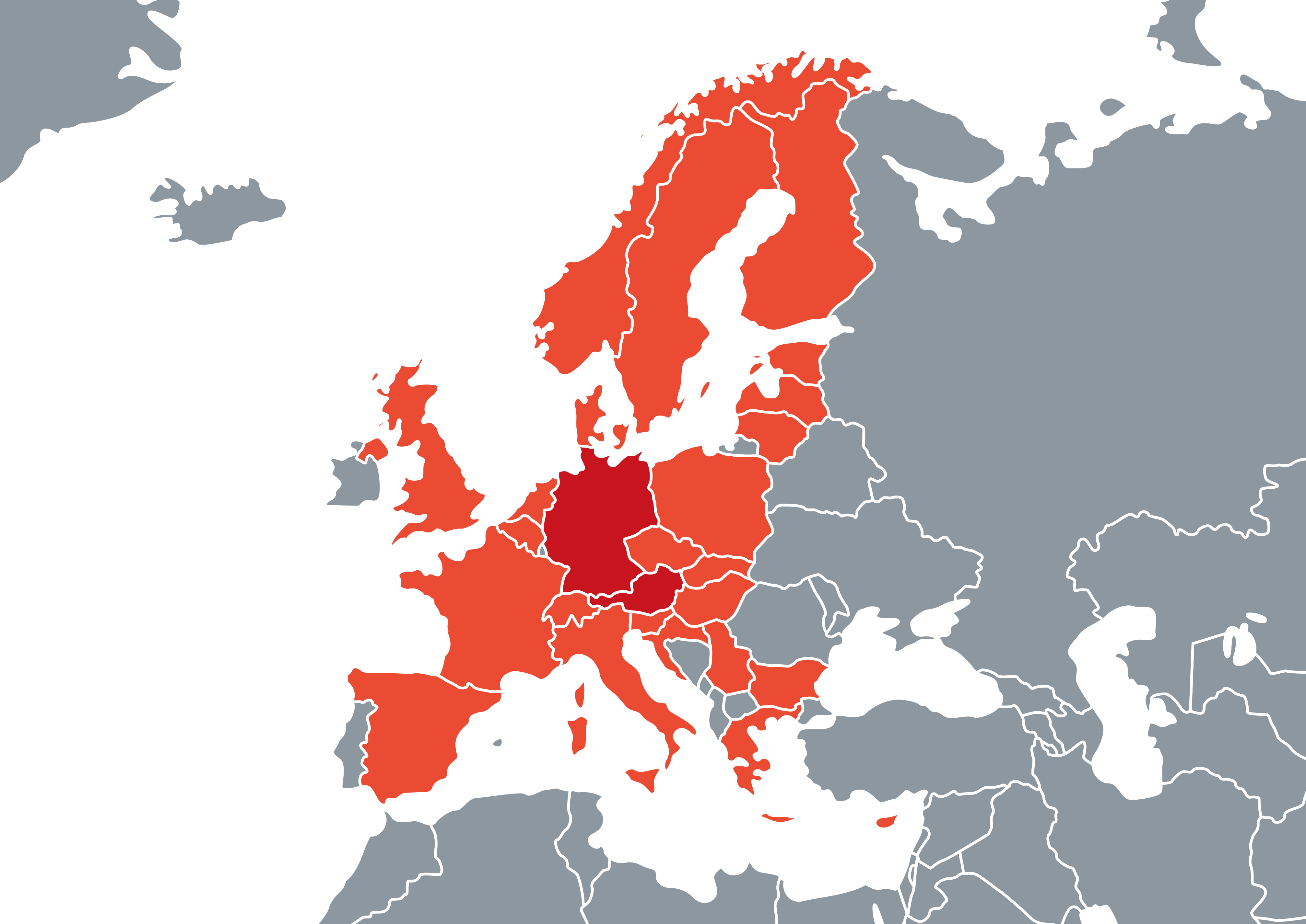 Landkarte Europas mit eigefärbten Ländern