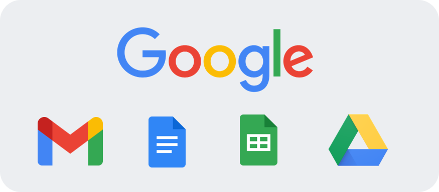 Google Mail, Docs, Spreadsheets and Drive Icons